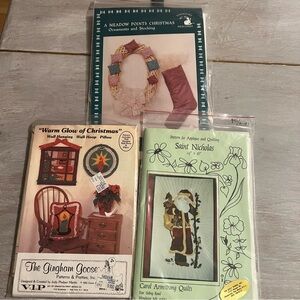 Lot Of 3 -Vintage Christmas patterns designed for quilting and Decor New/Uncut